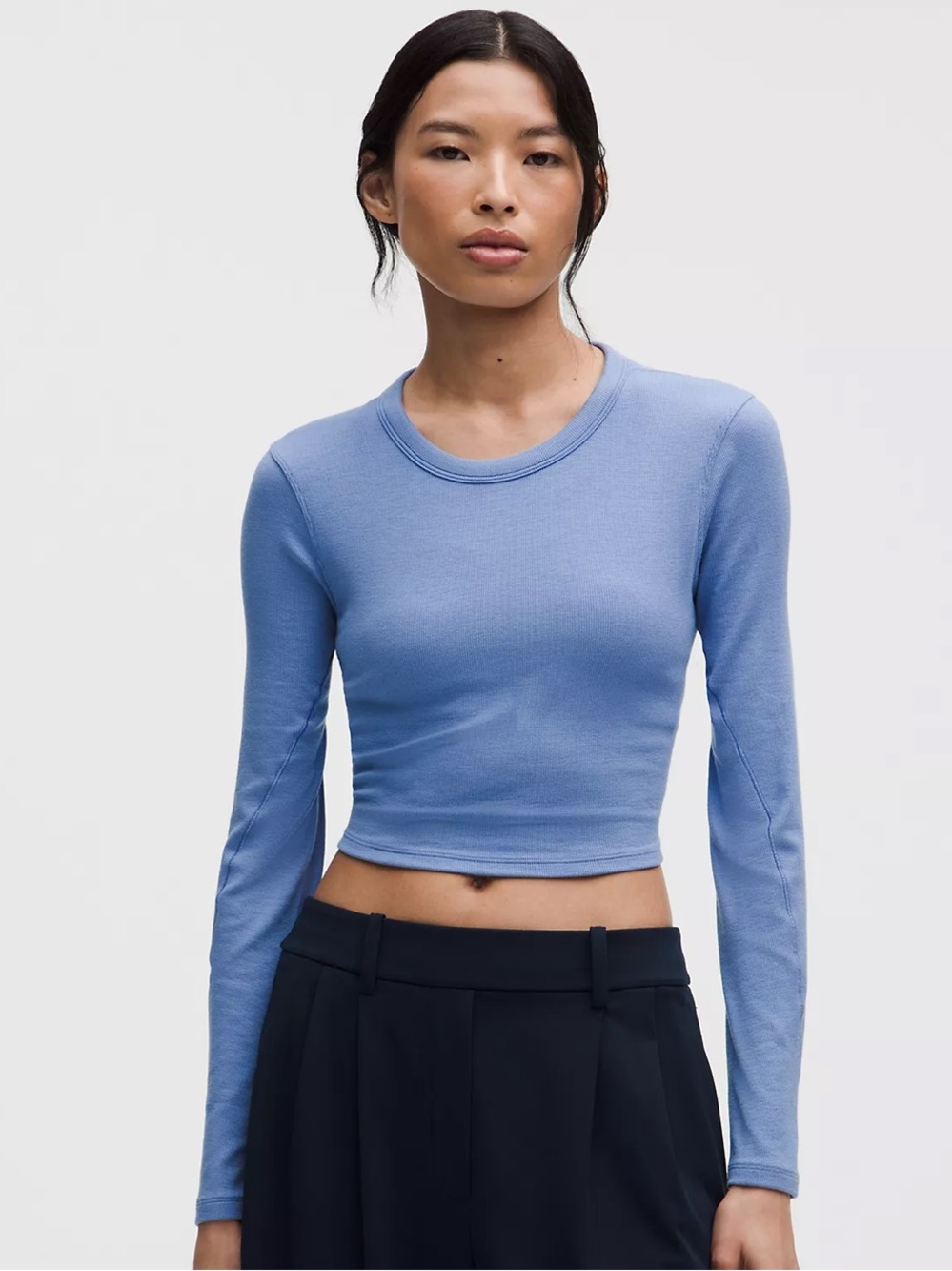 NWT Lululemon Cropped Hold Tight Shirt - Size 8, Prep Blue